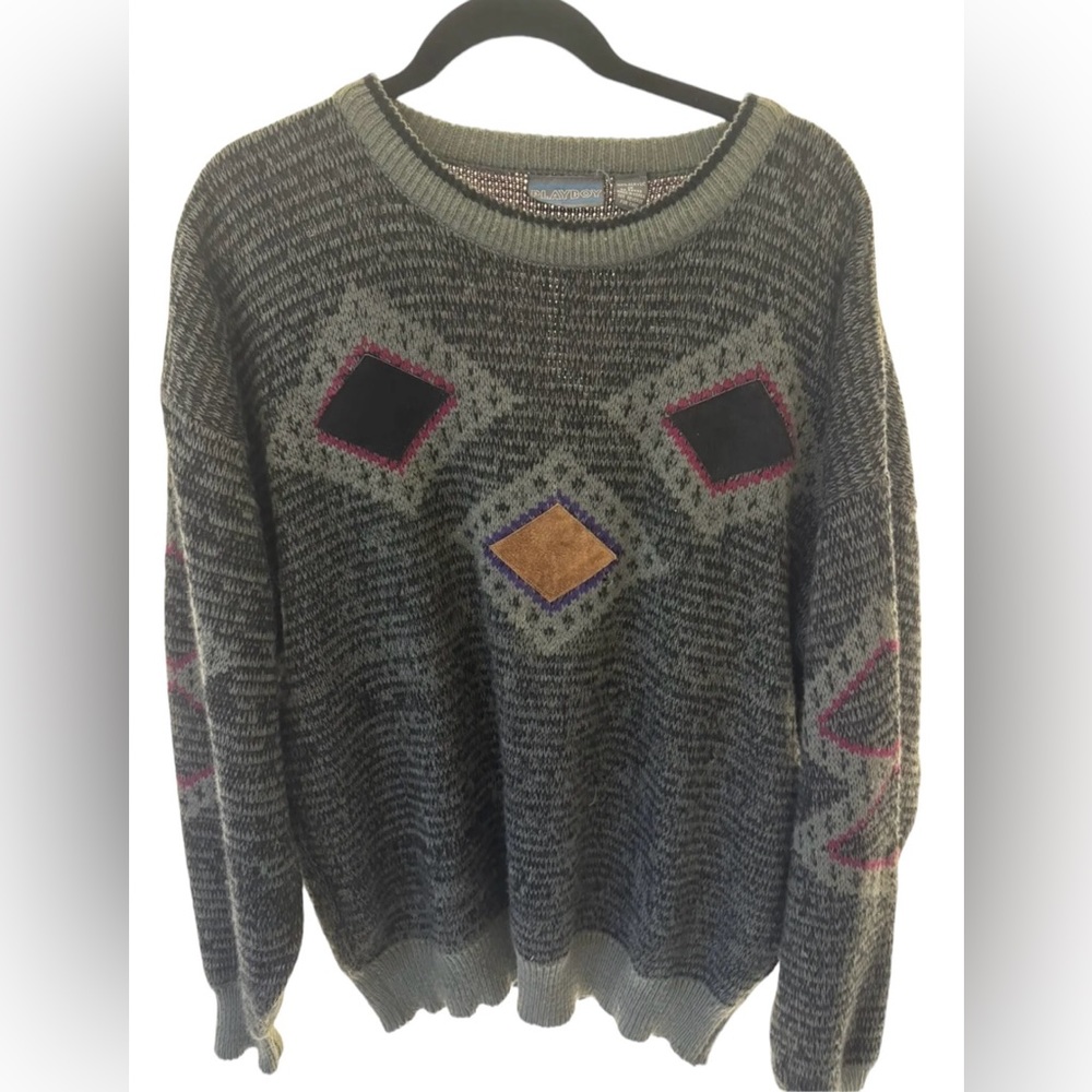 Vintage Playboy Mens Acrylic Sweater‎ Knit Made in USA Size XL